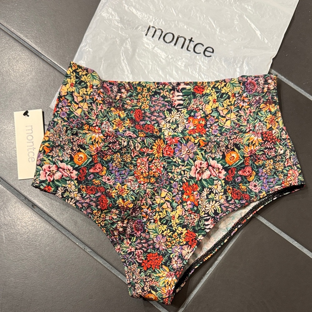 Montce Floral Added Coverage High Rise Bikini Bottoms